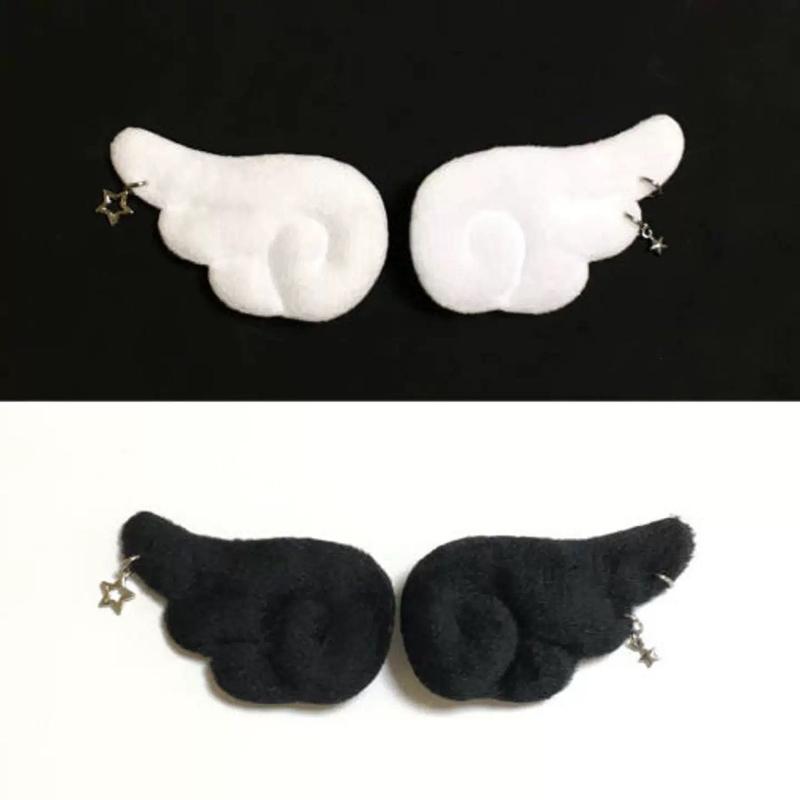 1 Par de Broches de Asas de Anjo de Pelúcia Mini – Penas de Simulação para Roupas de Boneca DIY e Decoração Artesanal
