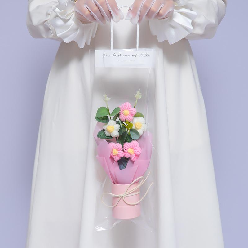 

New Cute Bouquet Finished Product Crochet Ornaments Hand Knitted Flower Crochet Flower Bouquet