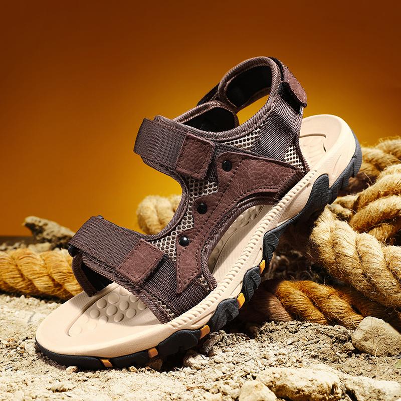 39-47 Men's Sandals Lightweight Casual Leather Shoes Large Size Sandals Camel Sandals for Men