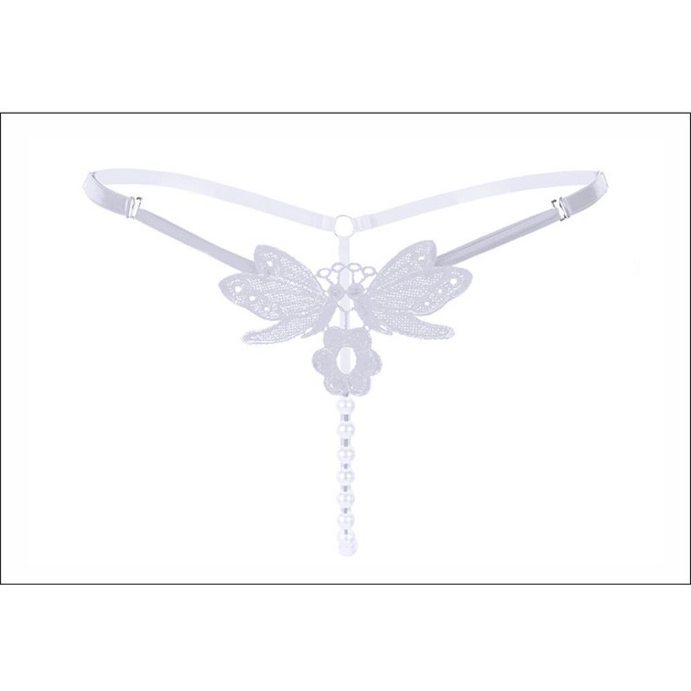 [Free Shipping] 4 Gift Boxes, Sexy Thong Women's Embroidered Pearl Massage Underwear Transparent Low-rise T-pants