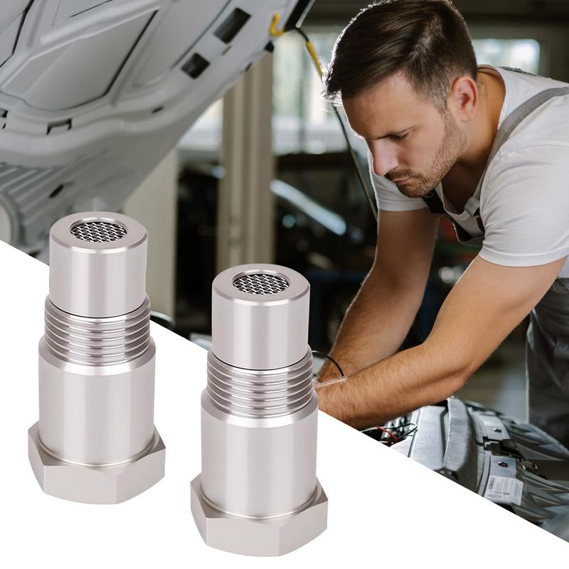 O2 Sensor Spacer Stainless Steel 2 Pieces Oxygen Sensor Adapter Automotive Replacement Connector For Engine Bypass Drain Spark