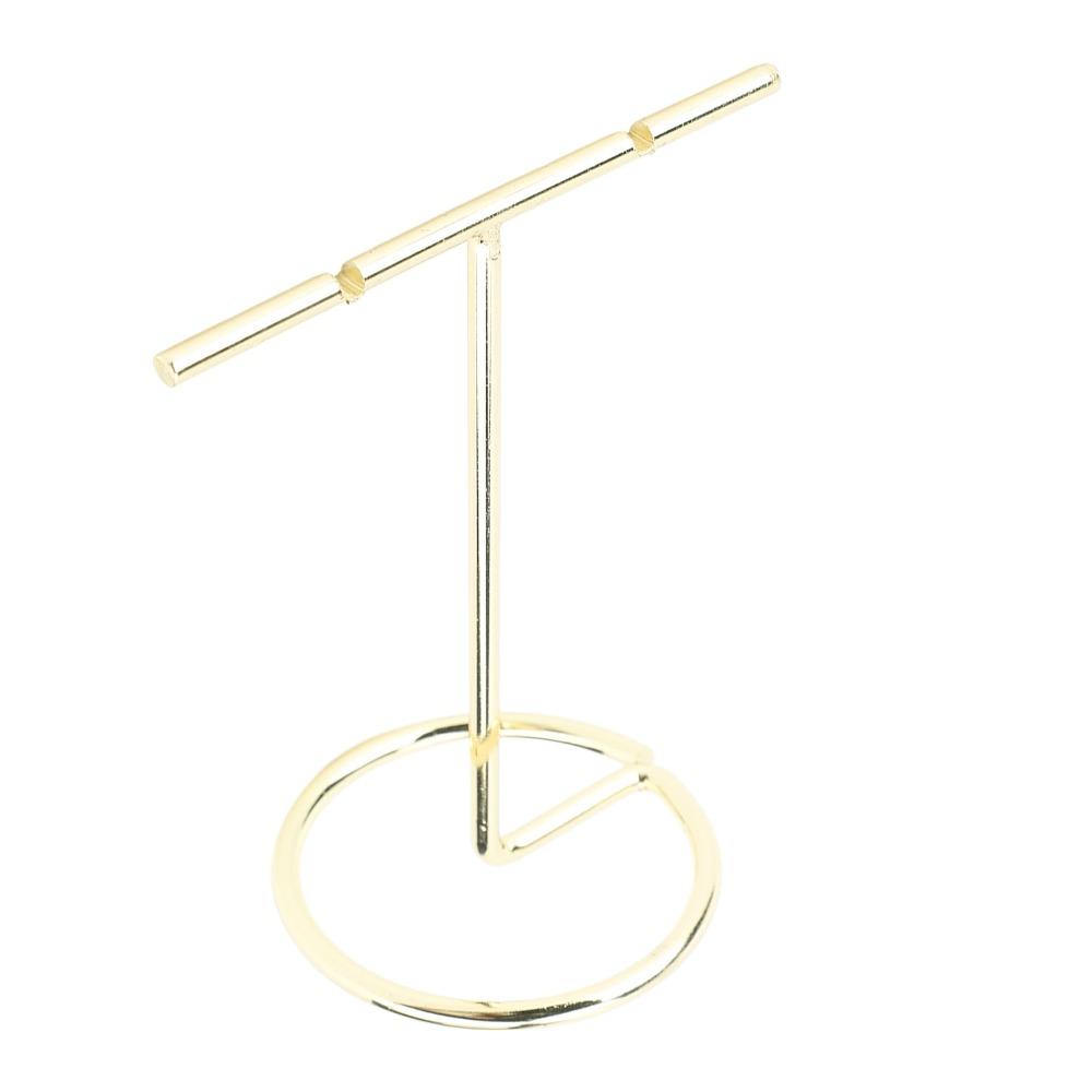 4pcs Gold T Shaped Earring Display Stand Slotted Necklace Organizer Stand Home Storage