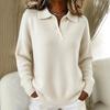 Autumn Winter New Women's Loose Lazy Style Soft Flip Collar Polo Shirt Long Sleeve Button Sweater
