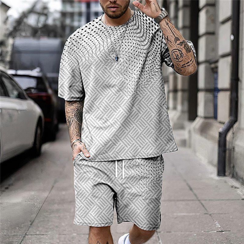 Fashion Resort Style Men's T-Shirt Short Sleeve Shorts Two-Piece Set Summer 3D Print