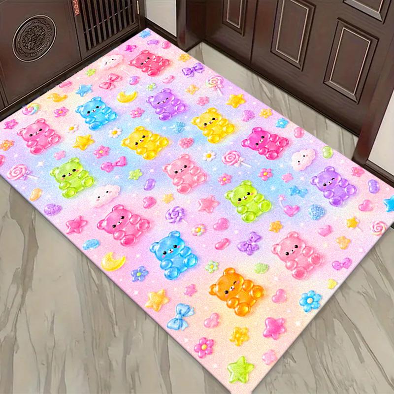 Rainbow Gummy Bear Carpet Rug for Living Room Bedroom Home Sofa Decoration,Kids play Non-slip Floor Mat