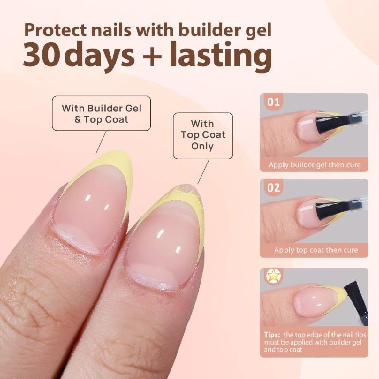 Gels Nails Tips 3 in1 X Coat  Tip Pre-applied Tip Primer,Base Coat Presson Nail