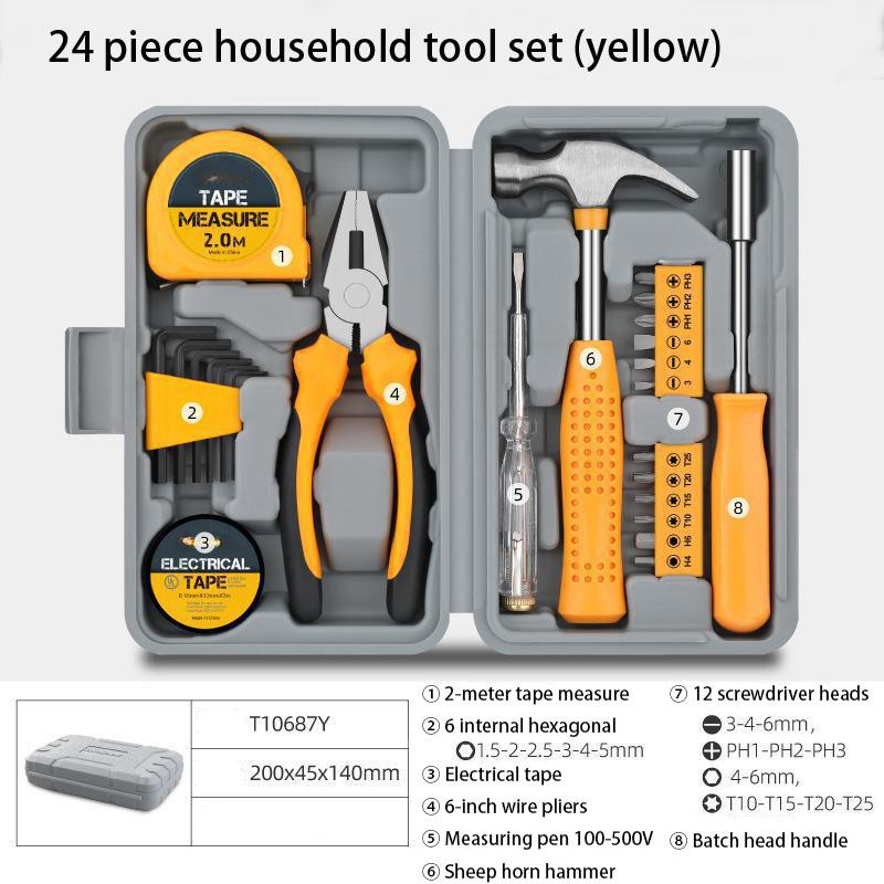 13/24Piece Multifunctional Home Repair Hand Tool Set Hardware Set Home Hand Tools Storage Case for Handyman,Home Maintenance