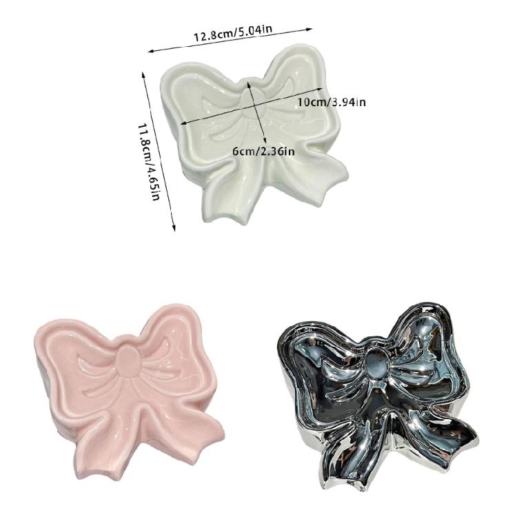 Ceramic Soap Holders with Bows Drainages Enhanceds Design Bathroom Counter Organizers Decorative Sink Tray