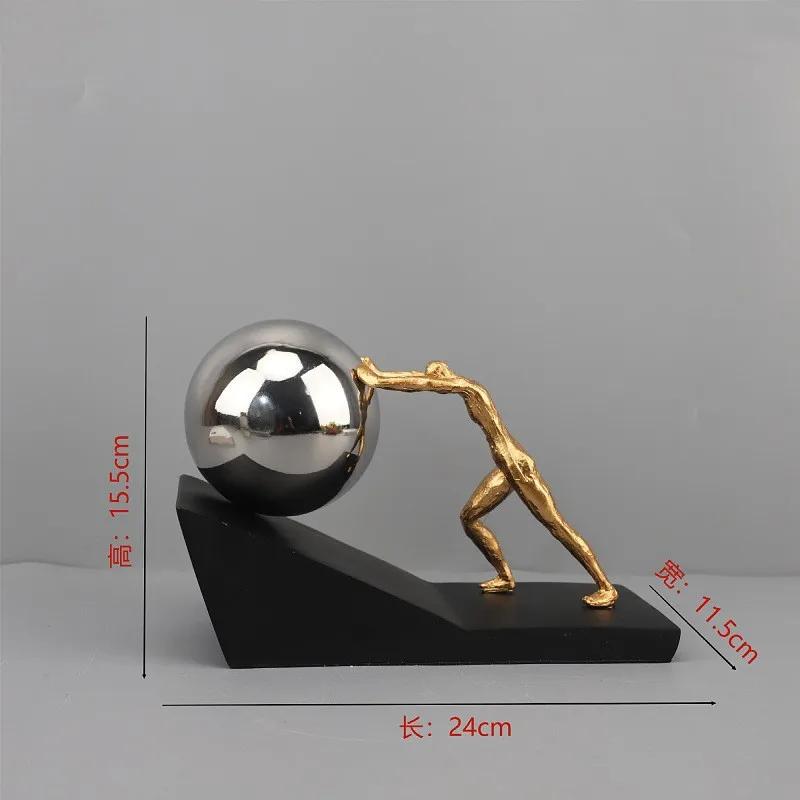 Retro Gold Abstract Artistic Gymnastics Weightlifting Ball, Figure Sculpture, Resin Crafts, Desktop Decorative Ornaments