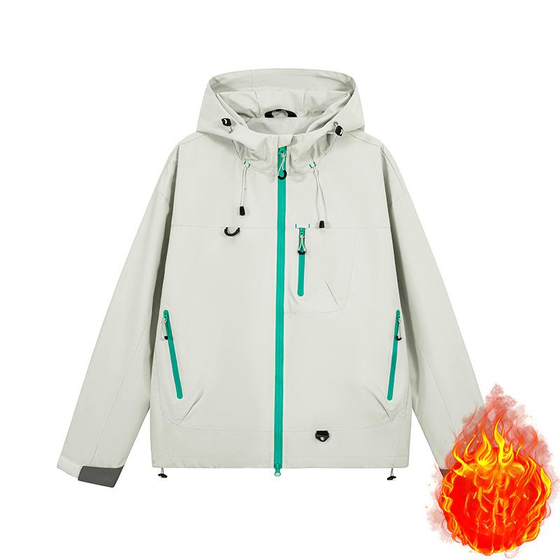 American Retro Contrasting Mountain Jacket Multi-zip Design Hooded Jacket Outdoor Waterproof Hiking Jacket