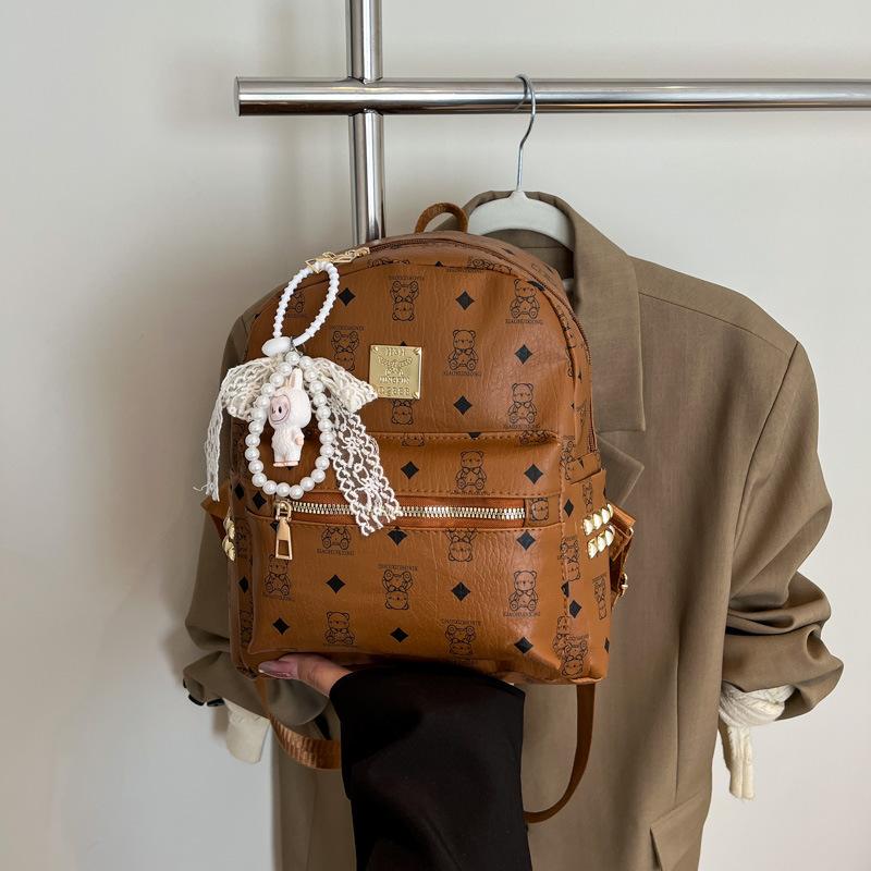 

Summer new beautiful trend backpack, student class schoolbag, commuting to work versatile portable shoulder bag no pendant коричневий