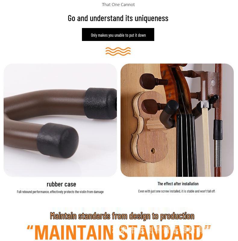 Violin Wall Mount with Solid Wood Base - Sturdy Violin Hanger and Stand