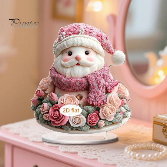 Double Sided Acrylic Ornaments Christmas Theme 2D Ornament, Double-sided Holiday Decoration, Festive Room Decor Stable Base Religious Ornament