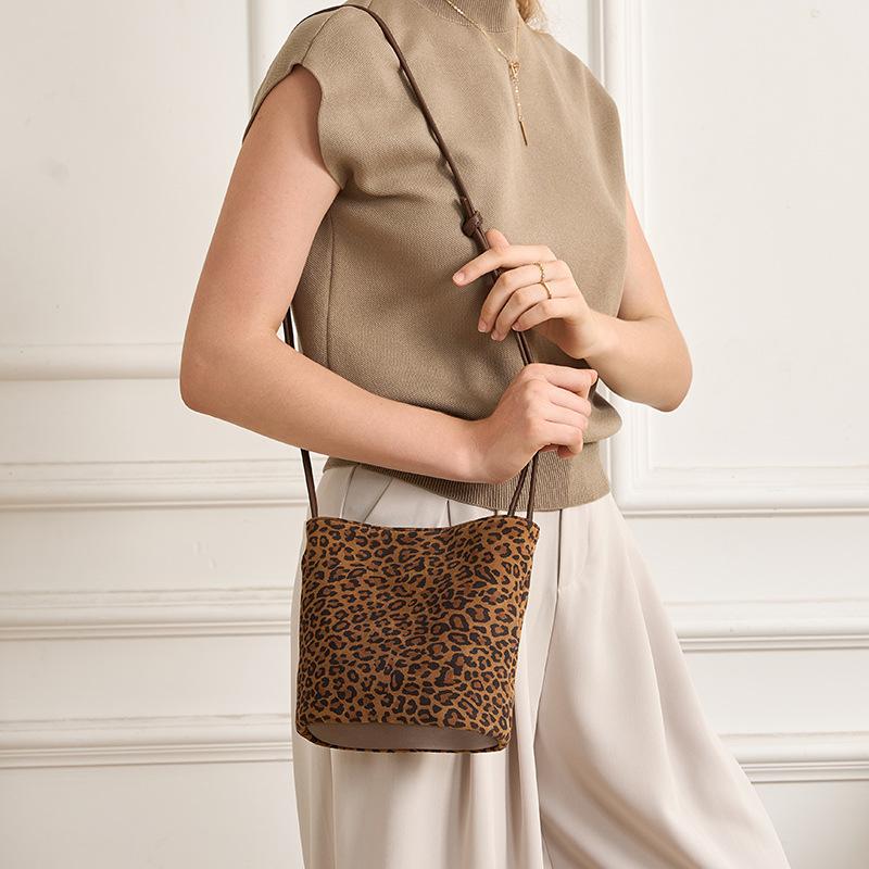 Today's popular bags women's new niche leopard print bucket bags versatile shoulder messenger bags
