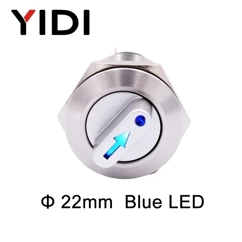 22mm Waterproof Metal Rotary Selector Switch 2 3 Postion 1NO1NC 2NO2NC 12V Red Green LED Stainless Steel Push Button Knob Switch