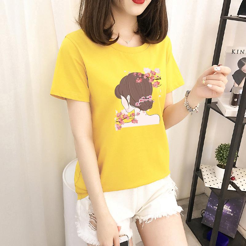 GMXIA Short Sleeve T-shirt Women Loose Ins Women's Crewneck Base Shirt