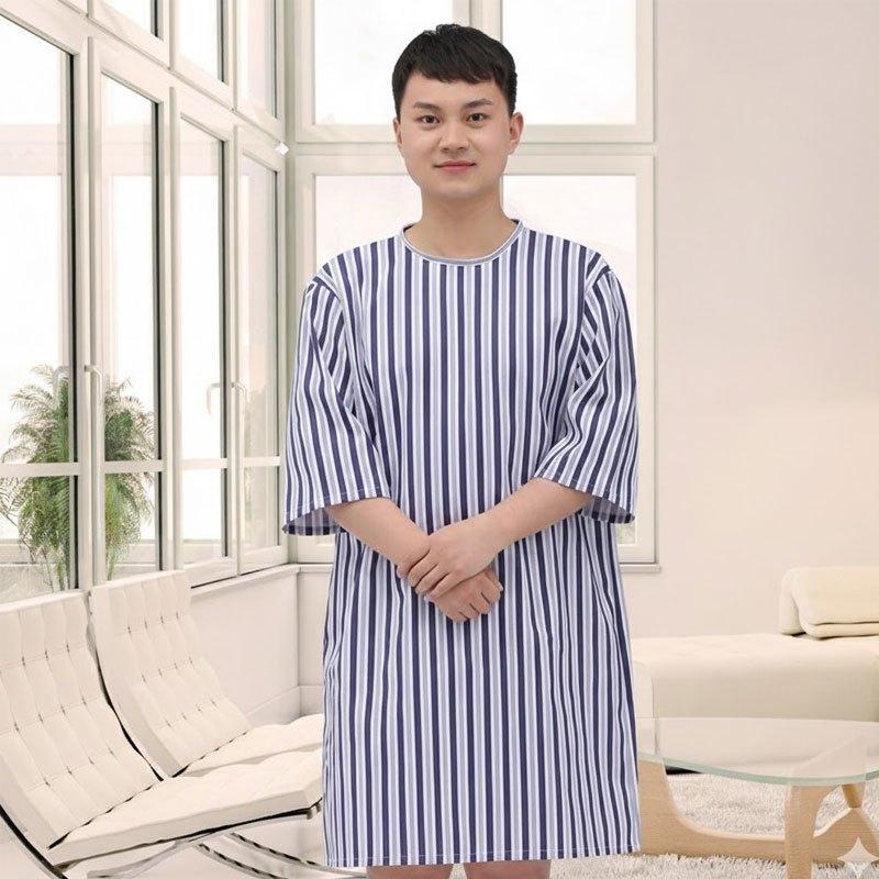 

Easy-Dressing Round Neck Hospital Wear for Nursing Access Adaptive Rear-Tie Patient Gown XXXL