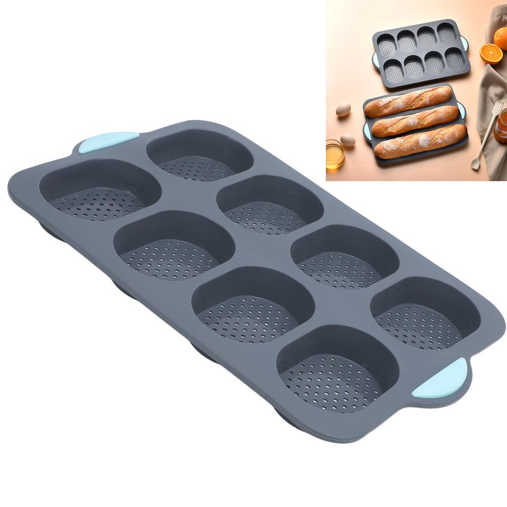 Silicone Bread Pan Nonstick Heat Resistant Perforated French Bread Baking Pan Cake Pan with Anti Slip Handles