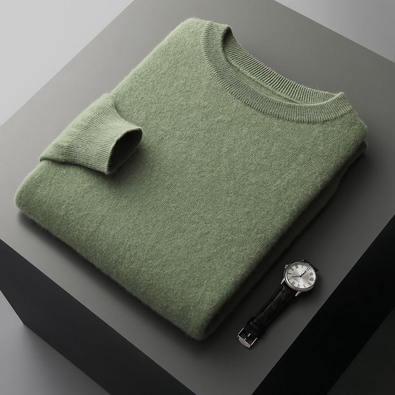 Men's Cashmere Sweater Qinghe Cashmere 30% Cashmere 70% Wool Men's Autumn and Winter Cashmere Pullover Soft and Warm