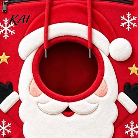 Cozy Fleece Pet Pocket Unisex Pouch Christmas Hoodie, Cute Dog Cat Carrier Hooded Sweatshirt with Small Holder Top Graphic, Lined Animal Pullover