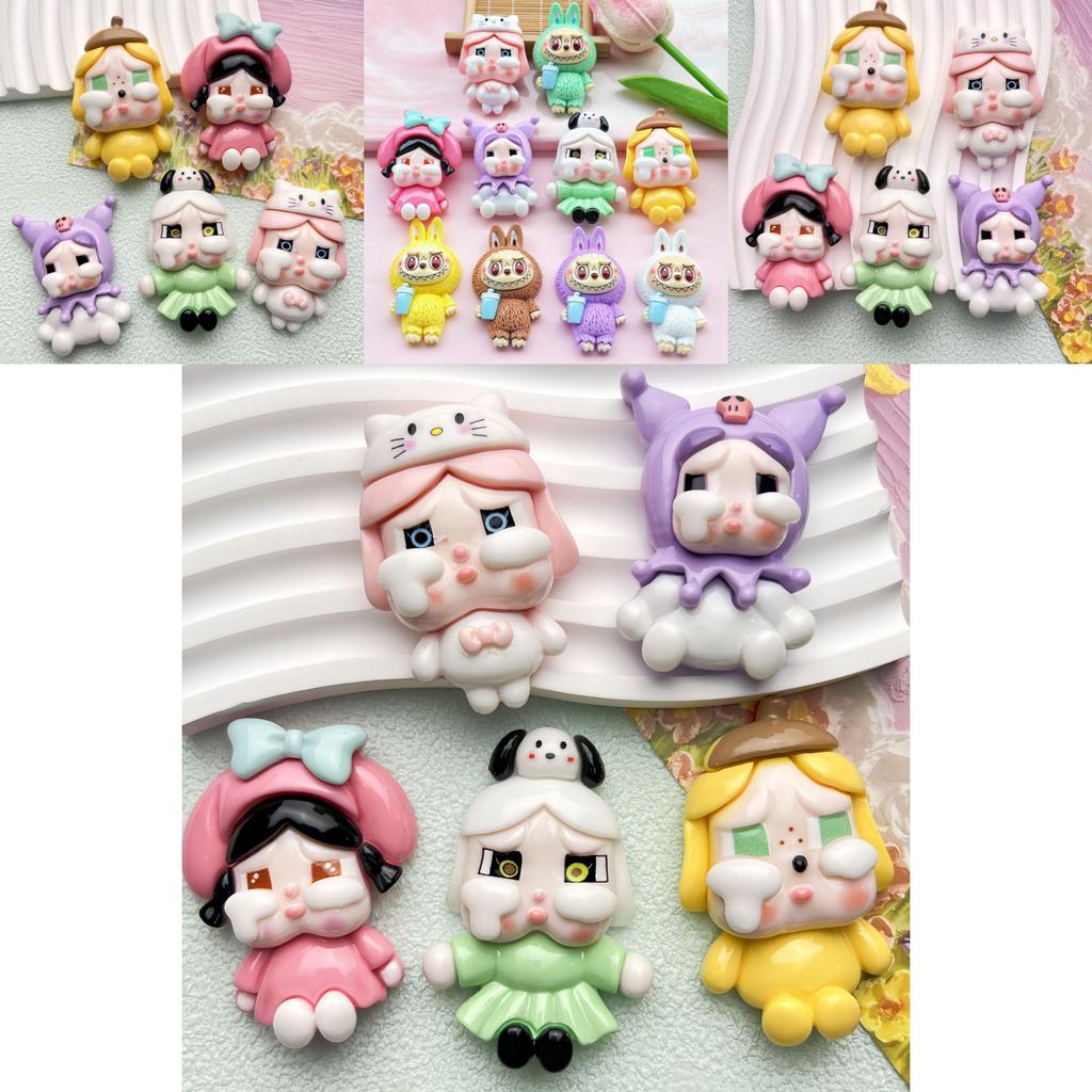 Cute Pink Crying Girl Resin Diy Craft Supplies For Phone Case And Shoe Decoration