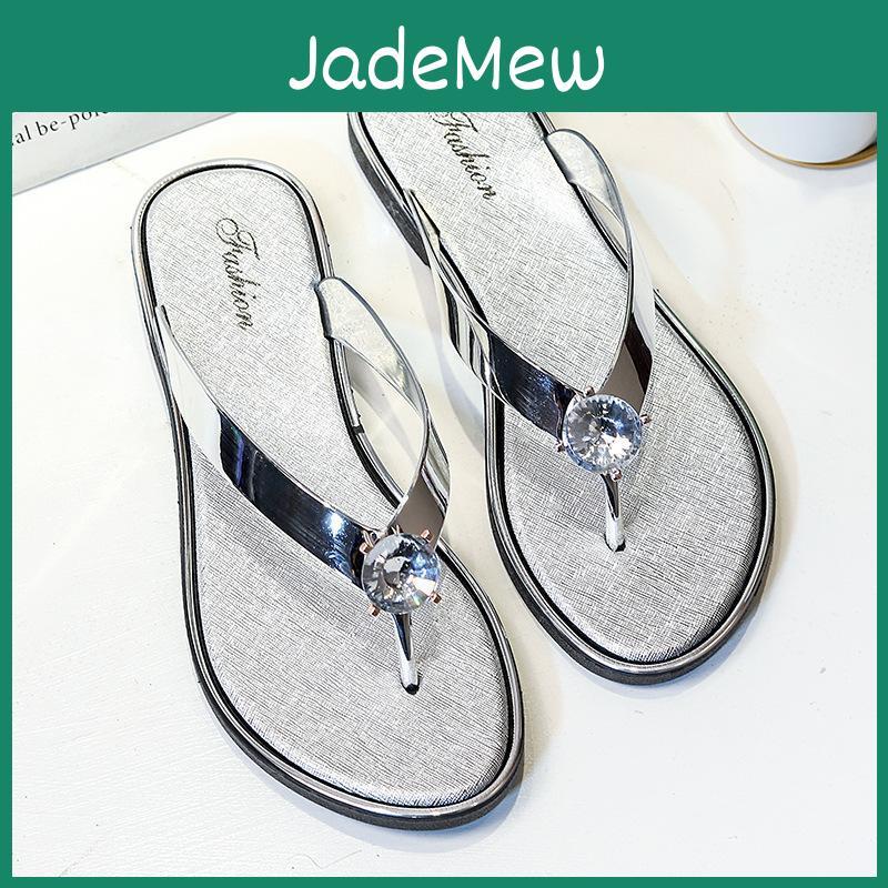Slippers Women Inlaid Diamond Clipon Summer New Seaside Lightweight Casual Flipflops Bottom Rhinestone Beach Sandals Slippers