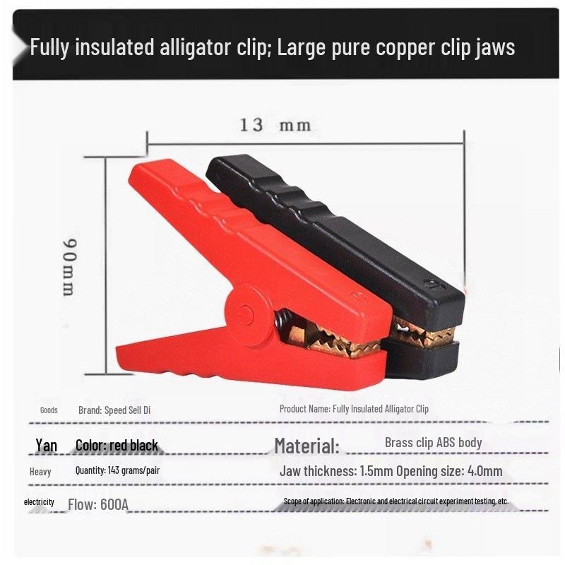 Pure Copper Alligator Clips: Large & Small Battery Charging Clips for Car Jump Start & Wire Connections