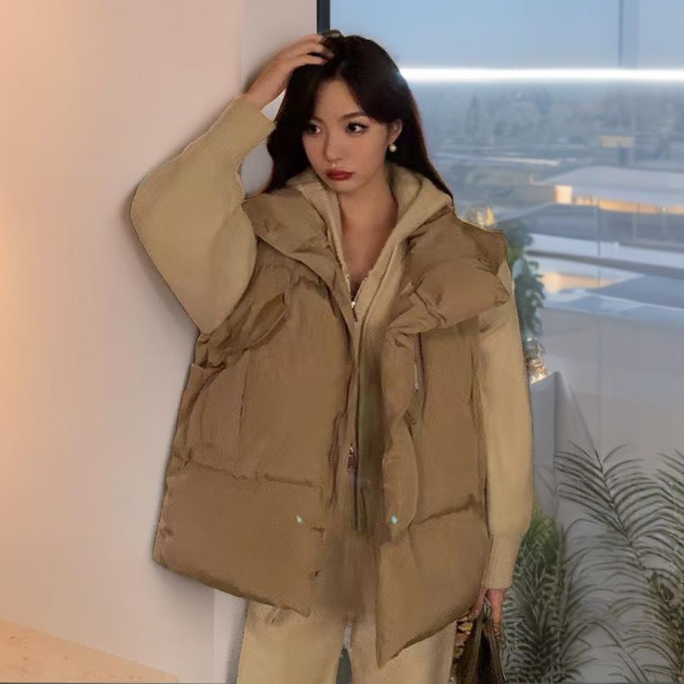 Women's European Style Sleeveless Down Cotton Padded Jacket - Versatile Autumn/Winter Fashion Vest