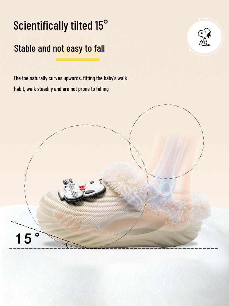 Snoopy EVA Kinder Winter Samt Warm Rutschfest Abnehmbar Cartoon Hausschuhe - Eltern-Kind Passend Baumwolle