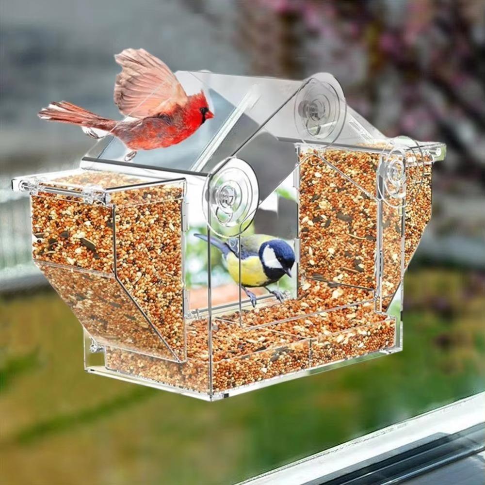 Clear Window Birds Feeder Squirrel-Proof Bird Feeding Trays Birds Feeding House Parrot Parakeet
