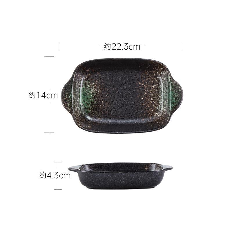 Internet Celebrity Japanese-Style Binaural Baking Pan, Cheese-Baked Rice Baking Pan, Commercial Oven Ceramic Pan, Household Baking Cake Cup