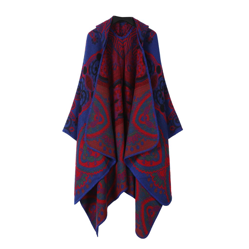 Heiß verkaufter Retro Kapuzenumhang Jacquard Schal Übergröße Kalter Umhang für Männer und Frauen