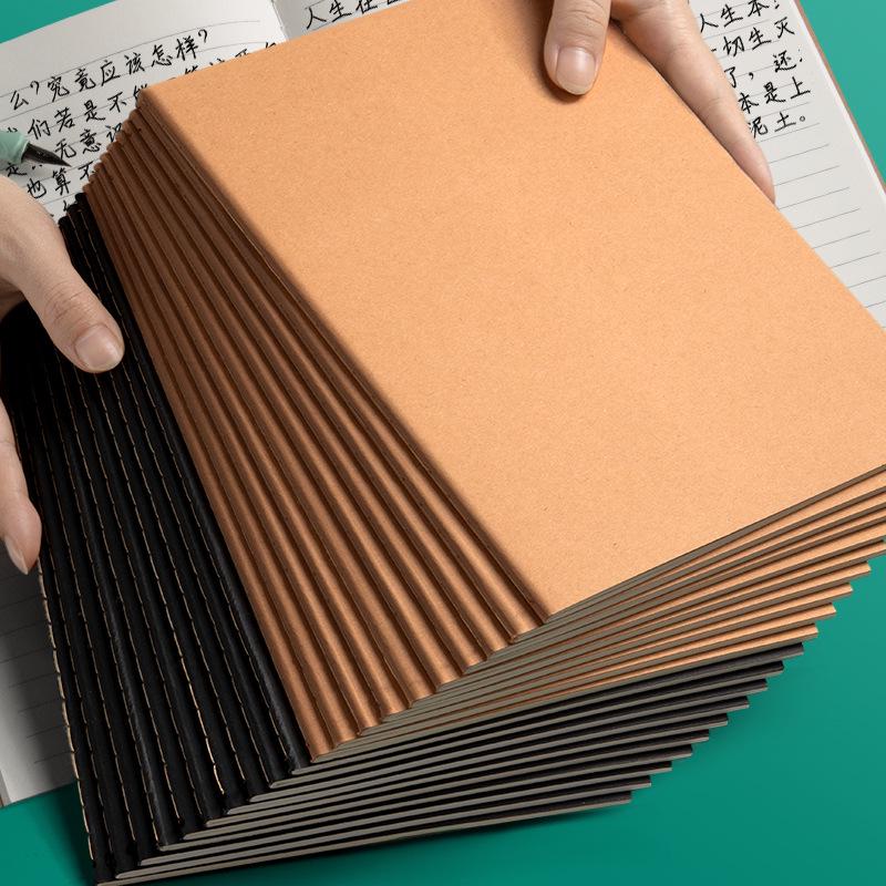 Caderno A5/A4 de Papel Kraft Preto com Páginas Pautadas, Quadriculadas e em Branco - Livro Extra Grosso com Costura Sela