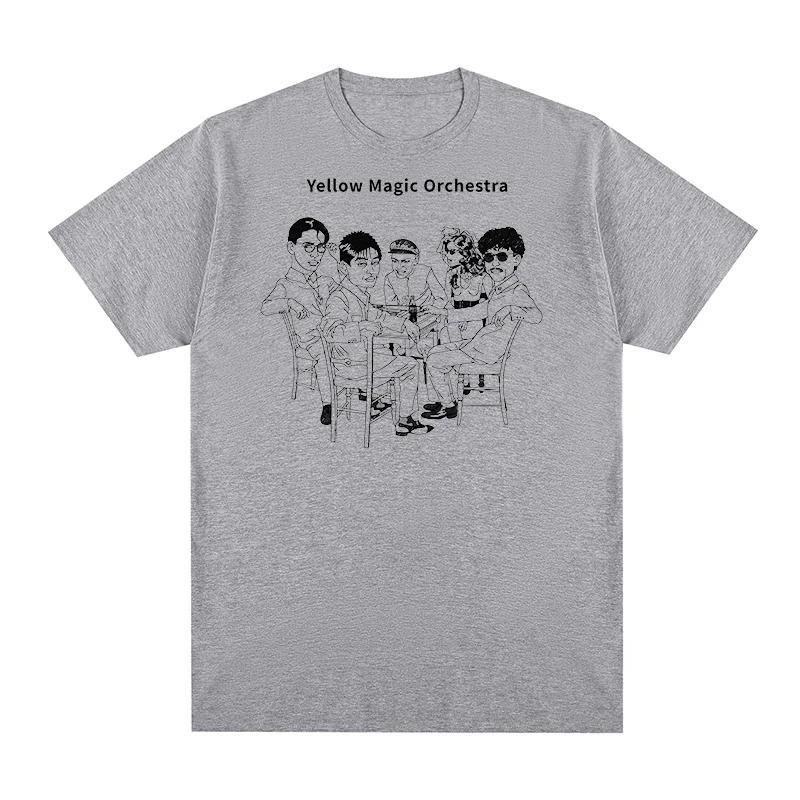 Yellow Magic Orchestra (YMO) Hand-Drawn Line Art Vintage T-Shirt, Unisex Japanese Electronic/City Pop Fan Streetwear Tee, 100% Cotton Casual Short