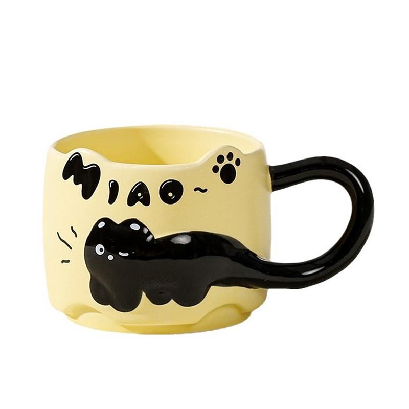 

380 мл керамическая кружка для кофе с изображением кота, наборные кружки для кофе с изображением кота для домашнего офиса и кафе, идеальные подарки для любителей кошек бежевый