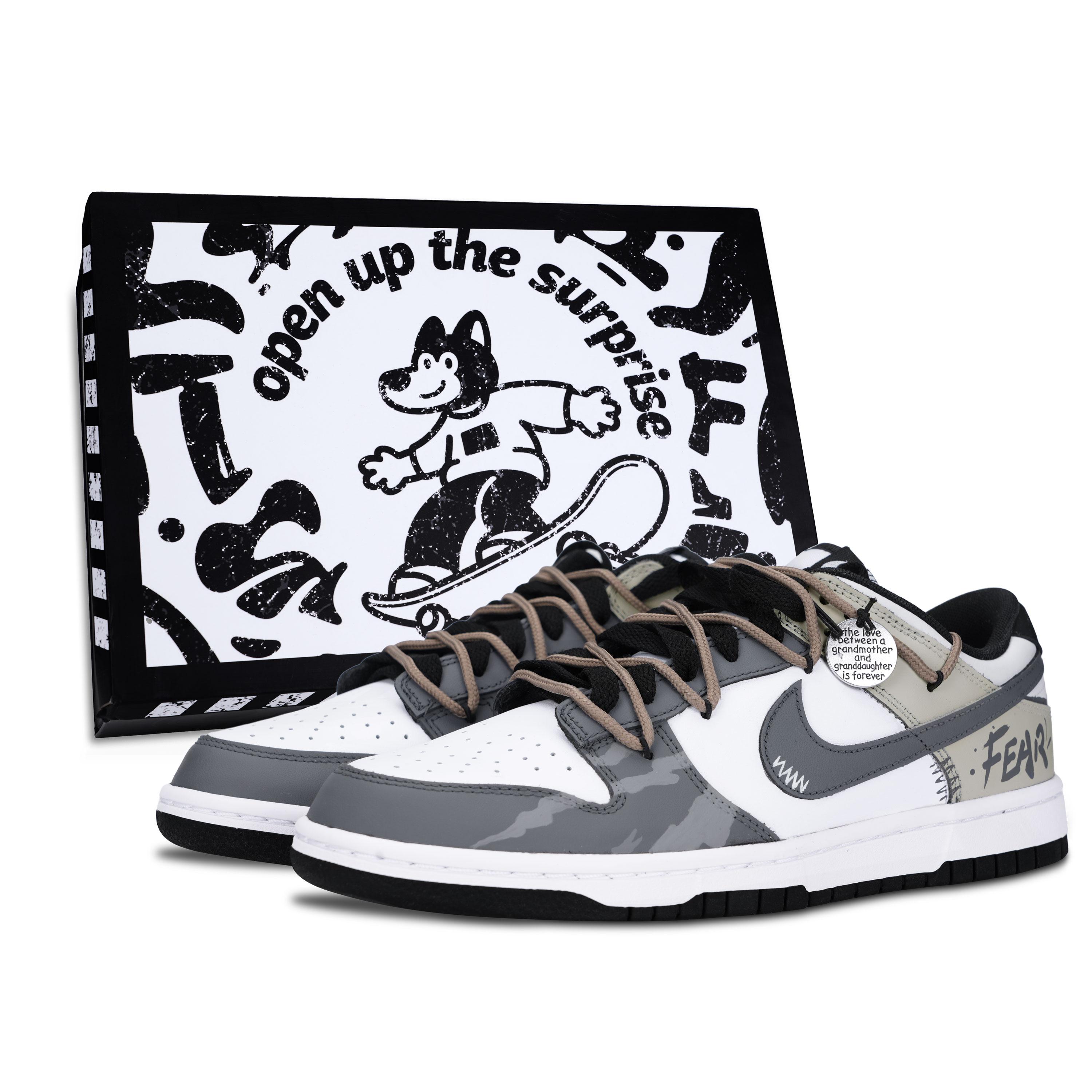 

Nike Dunk Black White, Gray Tone Camouflage Leather Low top Skateboard Shoes Unisex Gray HF5441-100(Team887-) 39