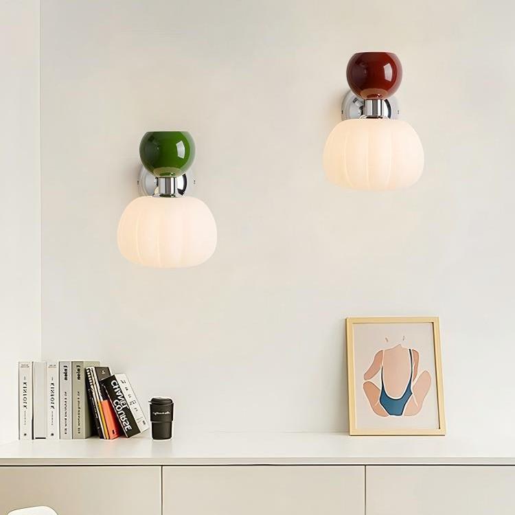 Modern Minimalist French Cream Pumpkin Wall Light for Bedroom or Corridor