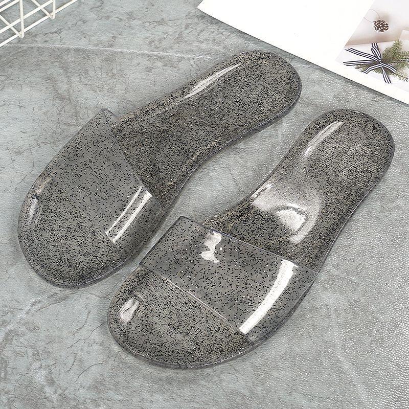 

Летние хрустальные тапочки новая мода плоская подошва домашние ванные комнатные и уличные носки противоскользящие дезодорирующие банные прозрачные слово 38