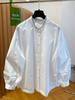 Pearl Buckle White Shirt Women's Long Sleeves 1116 Spring and Autumn New High-end Loose Cotton Lantern Sleeves Shirt Top