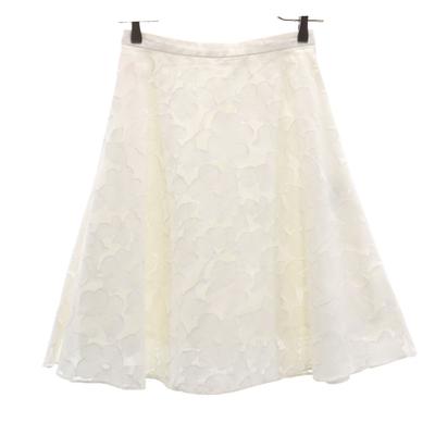 Rene made in Japan Floral Midi-Länge ausgestellter Rock 36 weiß Damen Gebraucht