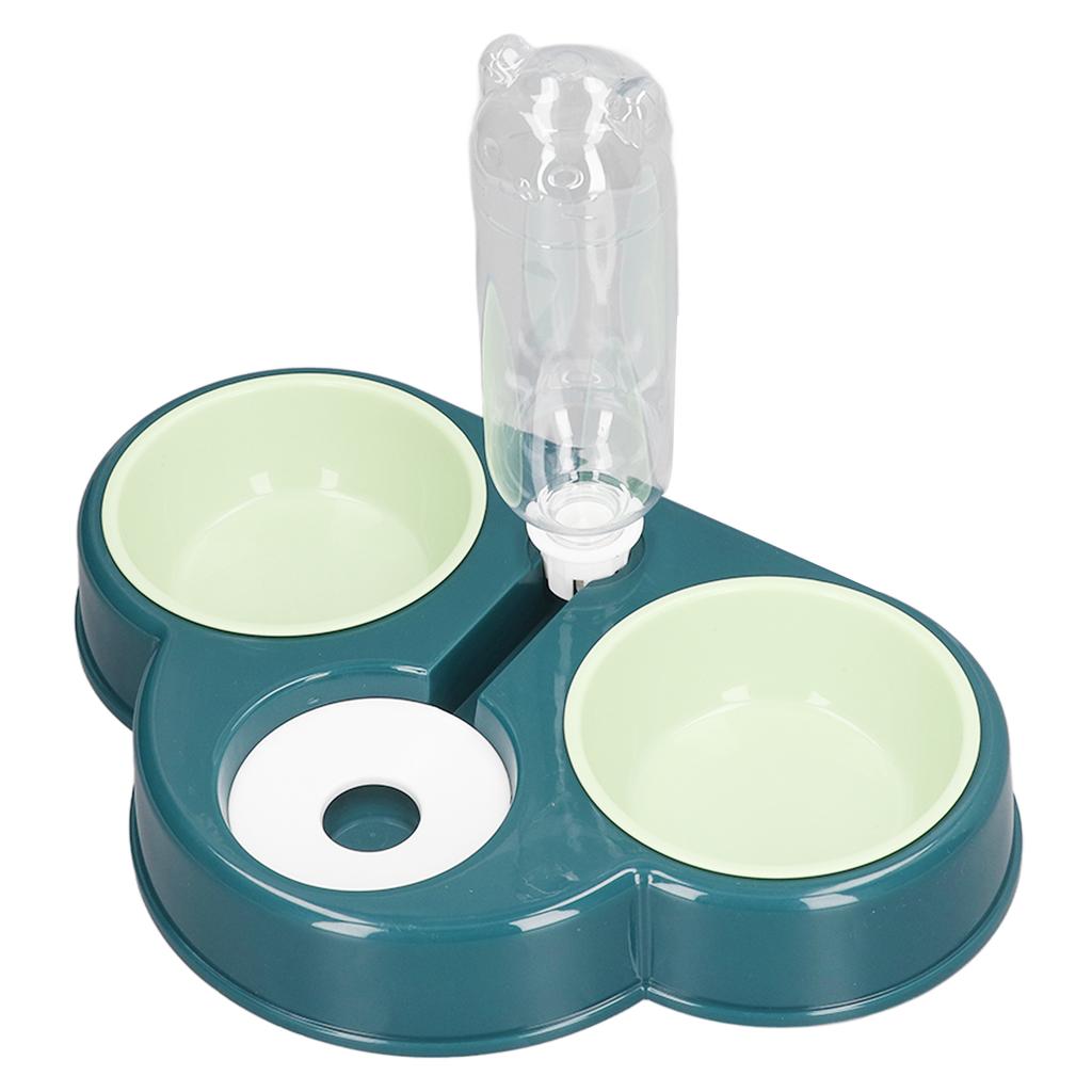 Triple Dog Cat Bowls 15 Degree Tilted Raised Cat Food Bowl with Automatic Water Bottle for Puppy Pets