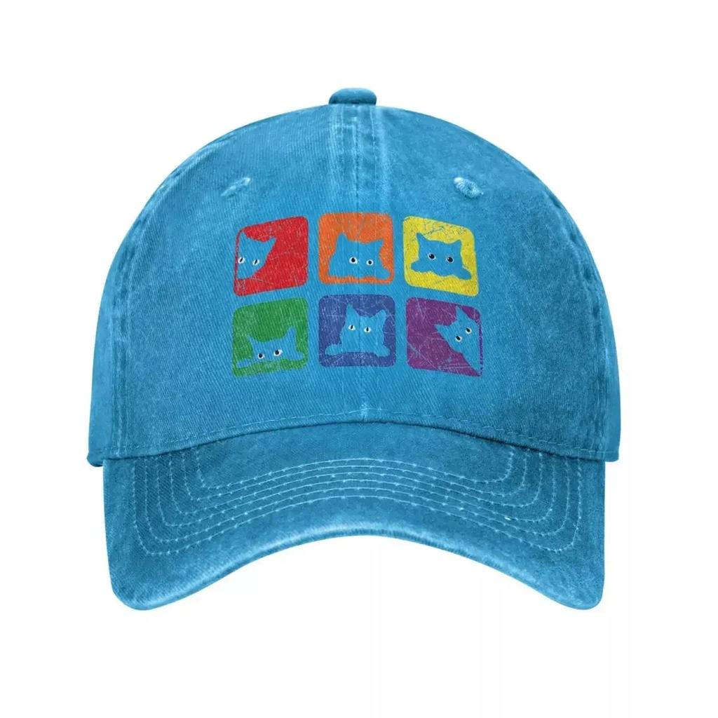 Klassische Lustige Katzen Stolz Katzenliebhaber Lgbt Katzenliebhaber Baseballkappen Unisex Stil Used Denim Kopfbedeckung Outdoor Golfmützen Kappe