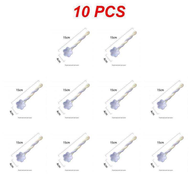 1~10PCS Ceramic Long Handle Spoon Kawaii Korean Ice Cream Hand Painted Dessert Spoon with Long Handle Kitchen Tableware