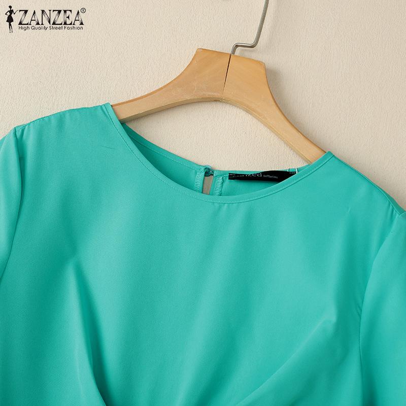 ZANZEA Vestido informal de verano para mujer, cuello redondo, holgado, manga corta