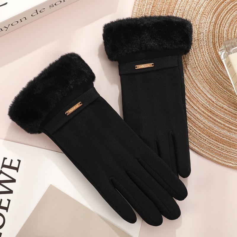 Warm gloves women's winter thickened fresh sheep's nun riding wool mouth cold outdoor windproof heat storage gloves