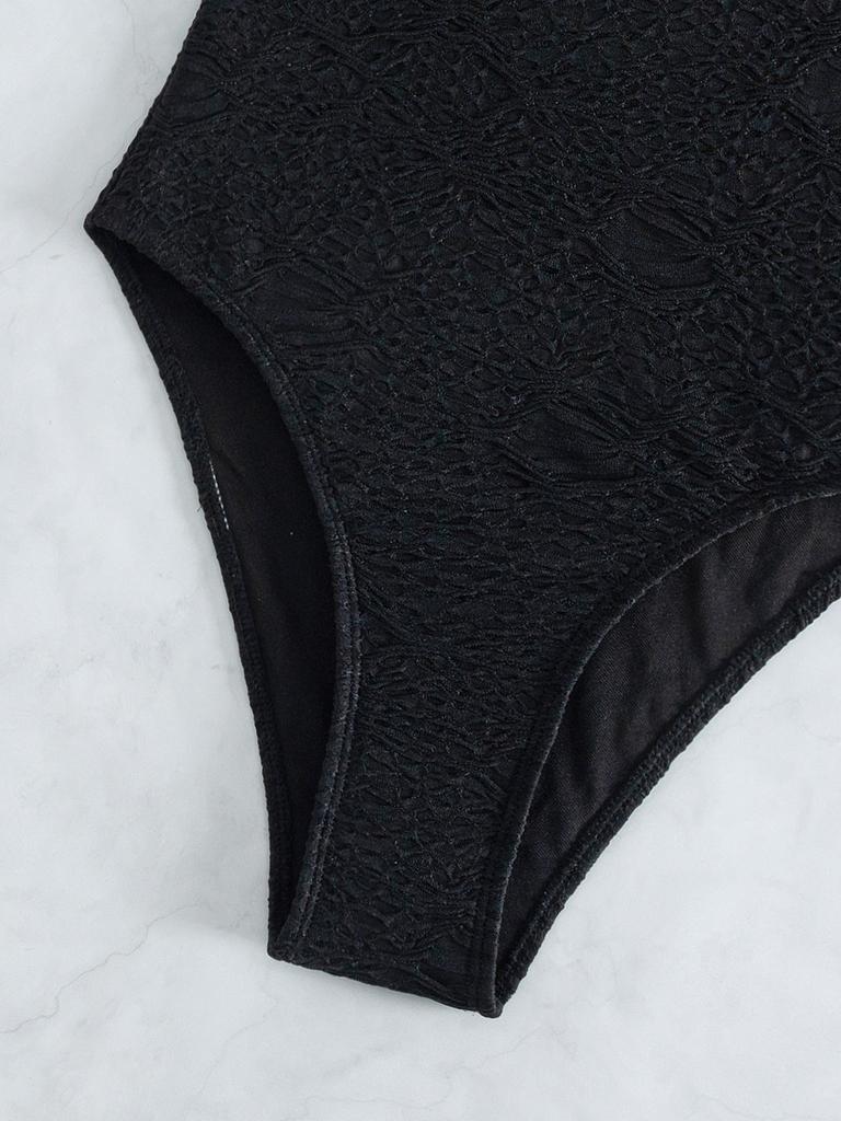 Eine Schulter Frauen Ein Stück Badeanzug Schwarz Weibliche Bademode Retro Schwimmen Anzug Bandage Badeanzug Bademode