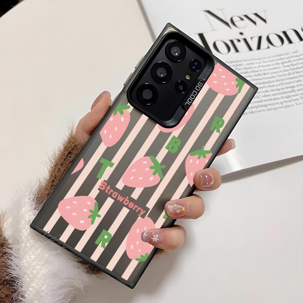 Ins Fruit Fashion Phone Case For Samsung Galaxy S25 Edge S24 S23 S22 S21 S20 Ultra Funda Silicone Silver Cover