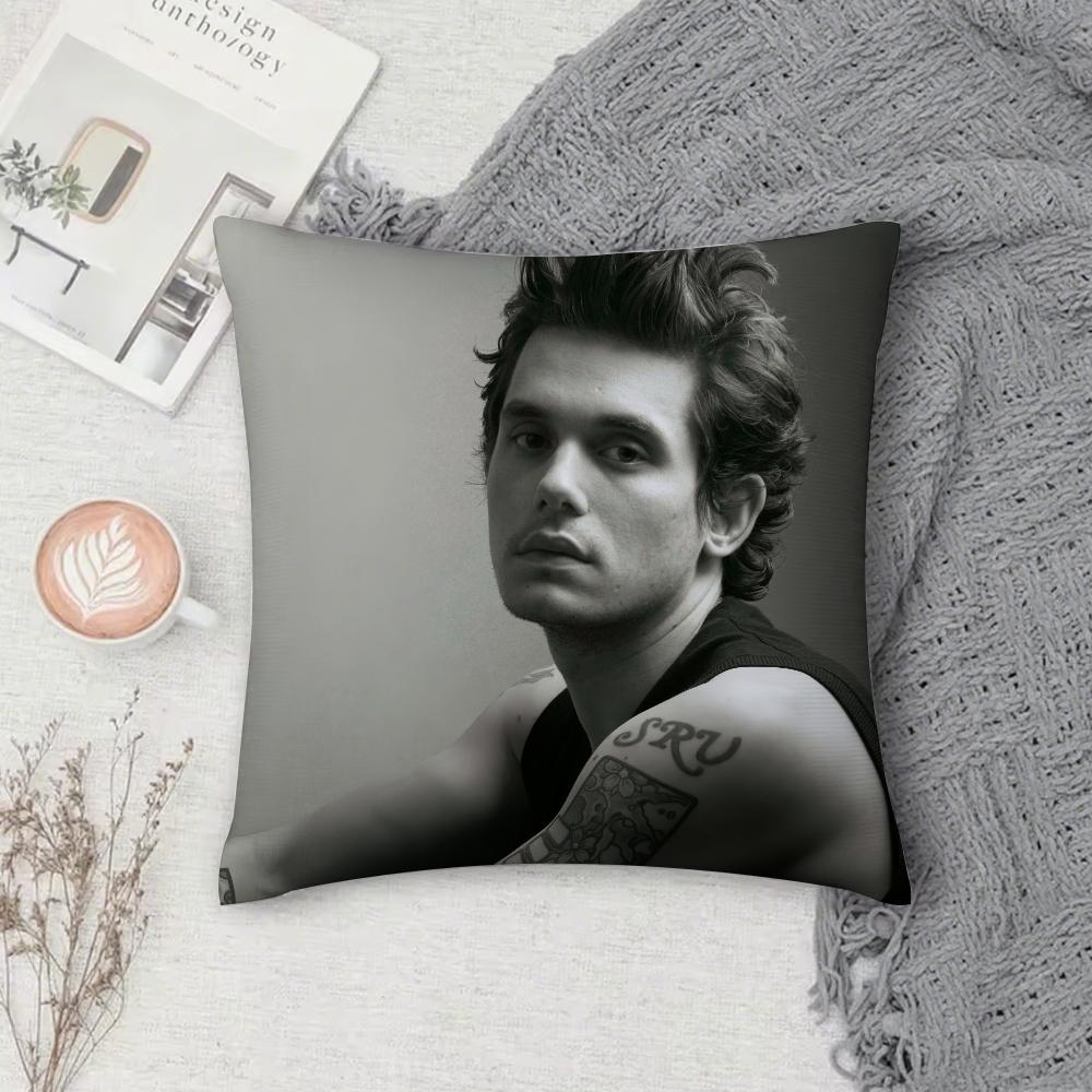 

Singer John Mayer Pillow Case Square Double-Sided Printing Short Plush Sofa Cushion Cover Bedroom Bedside Pillow 12x12Inch
