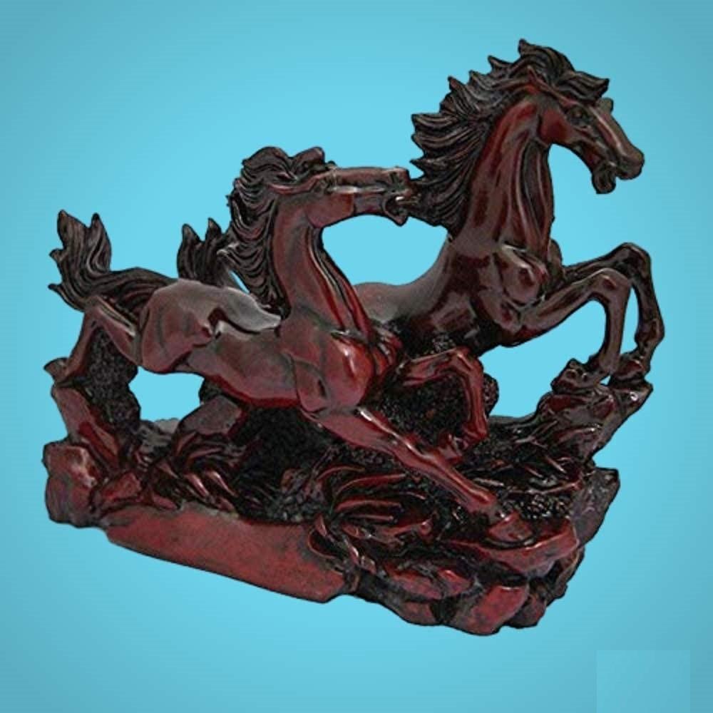 

@ Beautiful Two Running Horses Dark Maroon Colour Showpiece 355 GM Zr-3019-60%Off