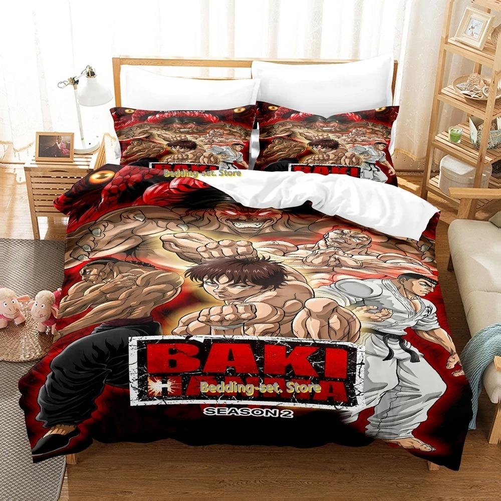 Baki Hanma Bedding Set Single Twin Full Queen King Size Bed Set Adult Kid Bedroom Duvetcover Sets 3D Print Anime Bed Sheet Set